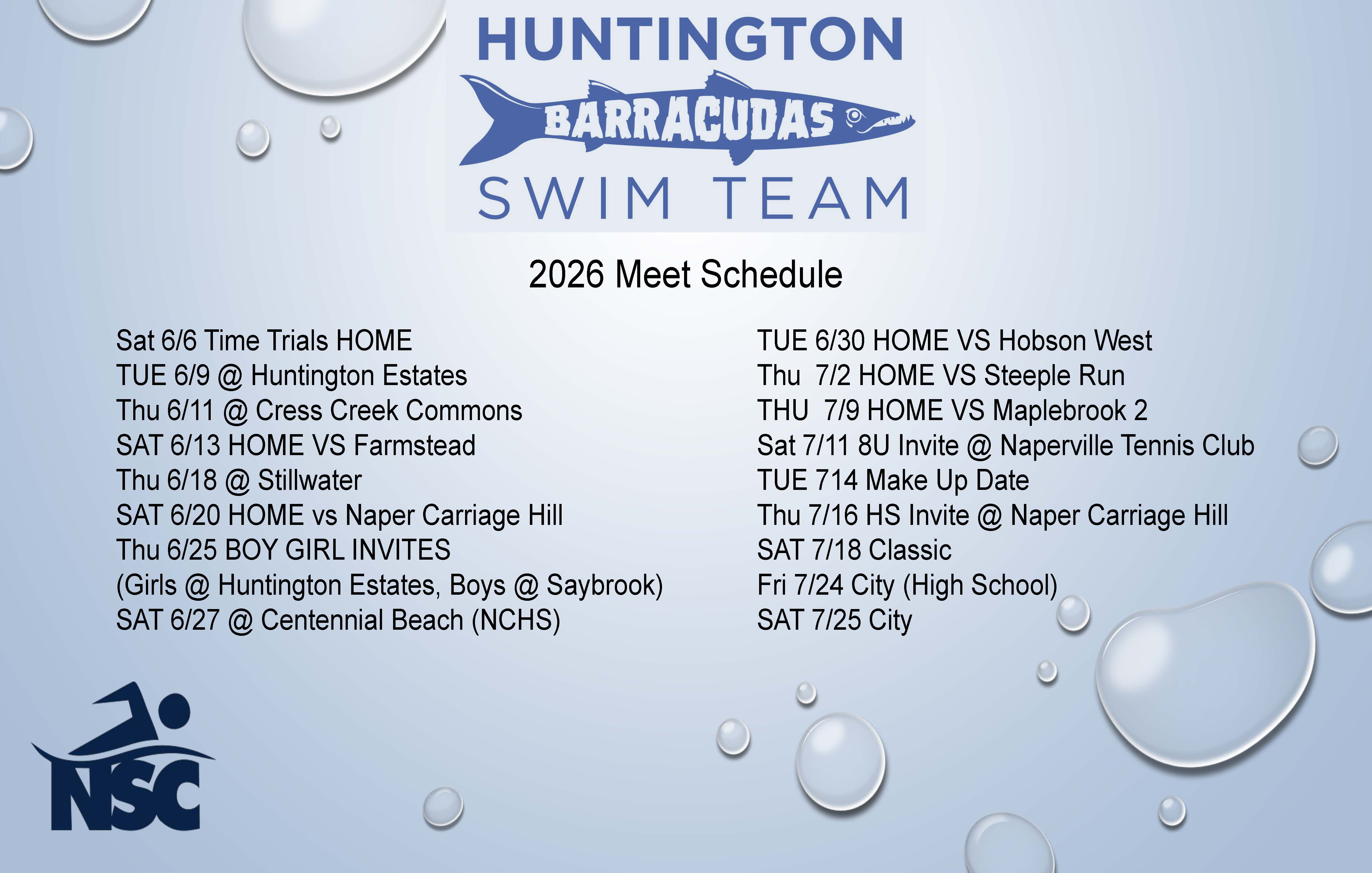 2026 Barracudas meet schedule